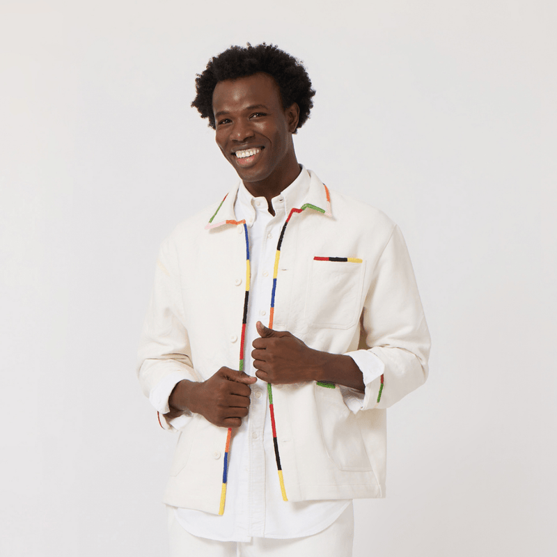 White Workshirt with Embroidered Trim - RES IPSA