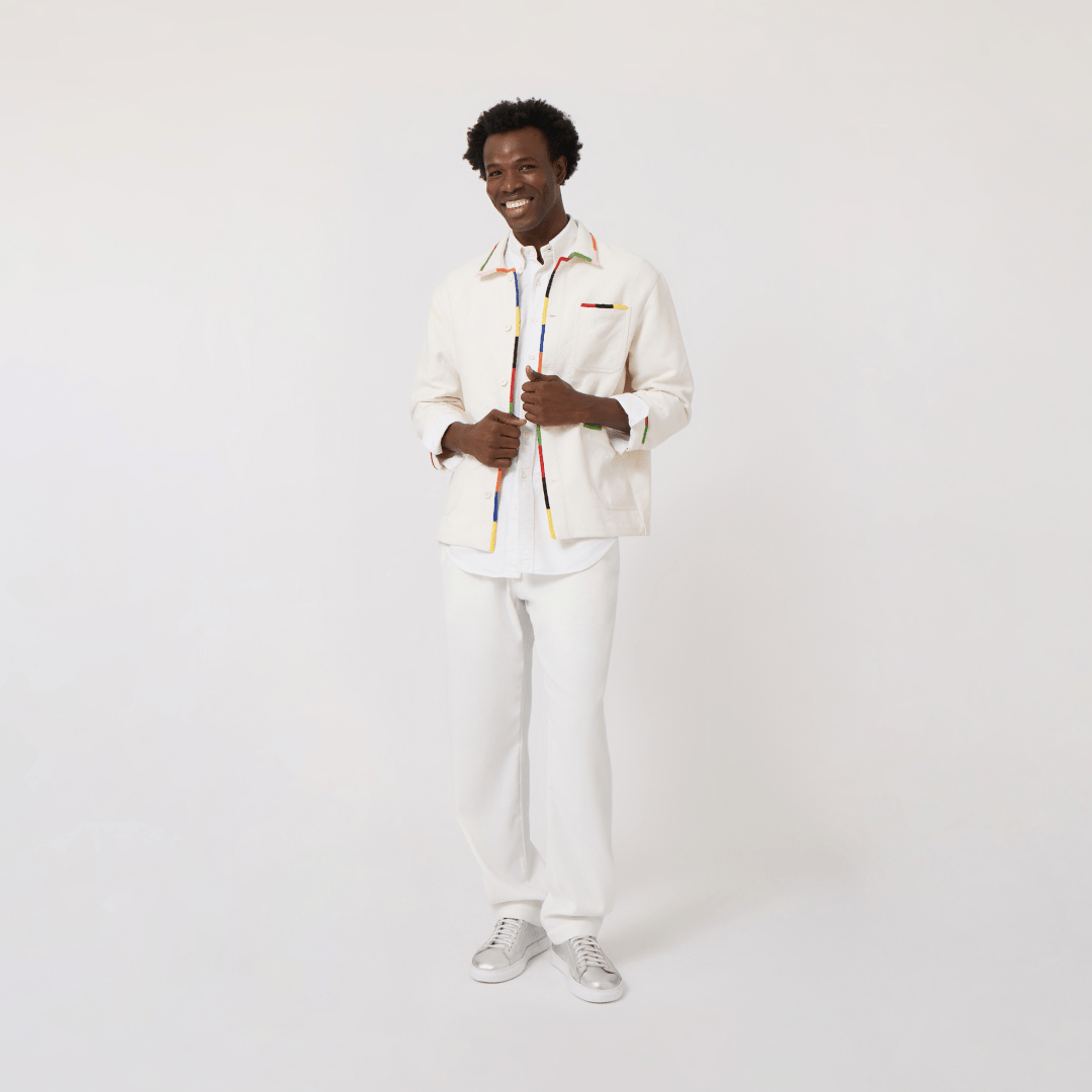White Workshirt with Embroidered Trim - RES IPSA