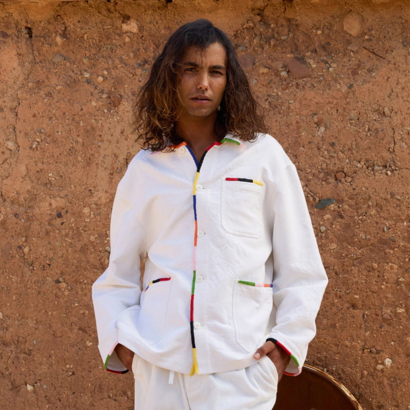 White Workshirt with Embroidered Trim - RES IPSA