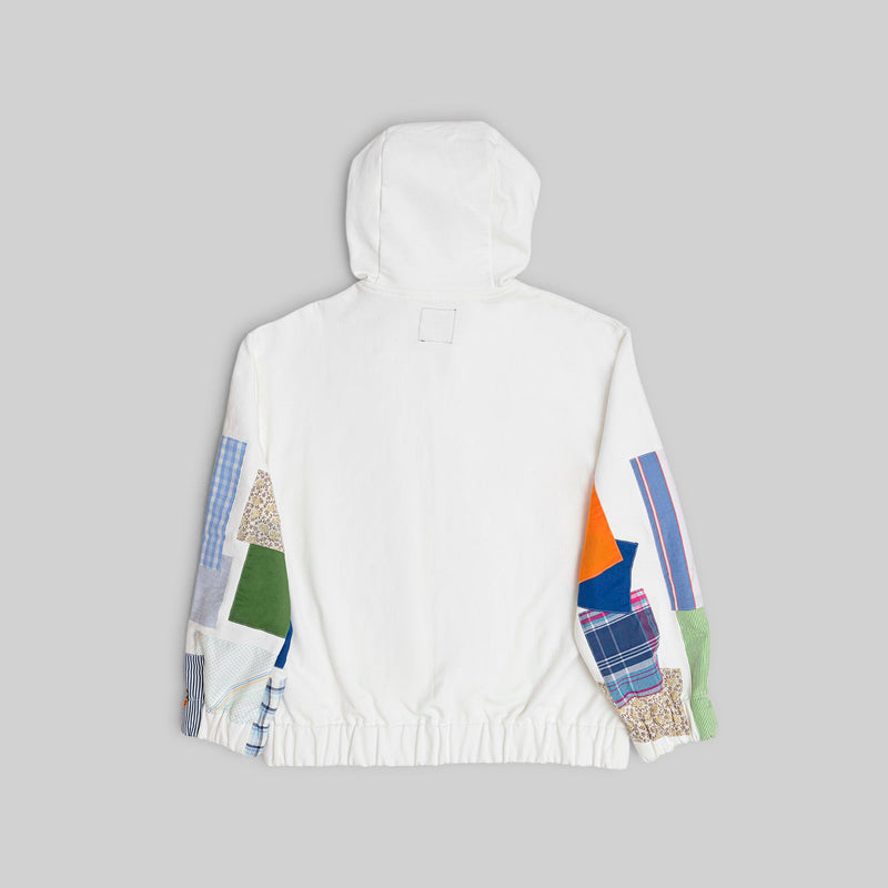 Zip Hoodie with Vintage Patchwork Sleeves - RES IPSA