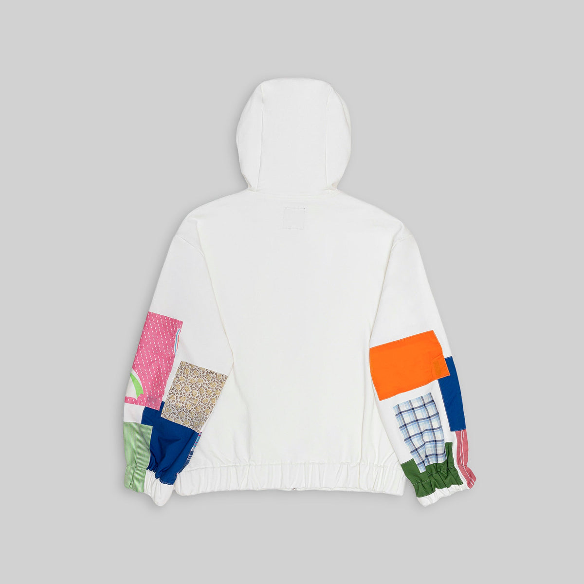 Zip Hoodie with Vintage Patchwork Sleeves - RES IPSA