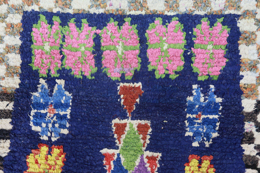 Vintage Berber Boucherouite Rug #6