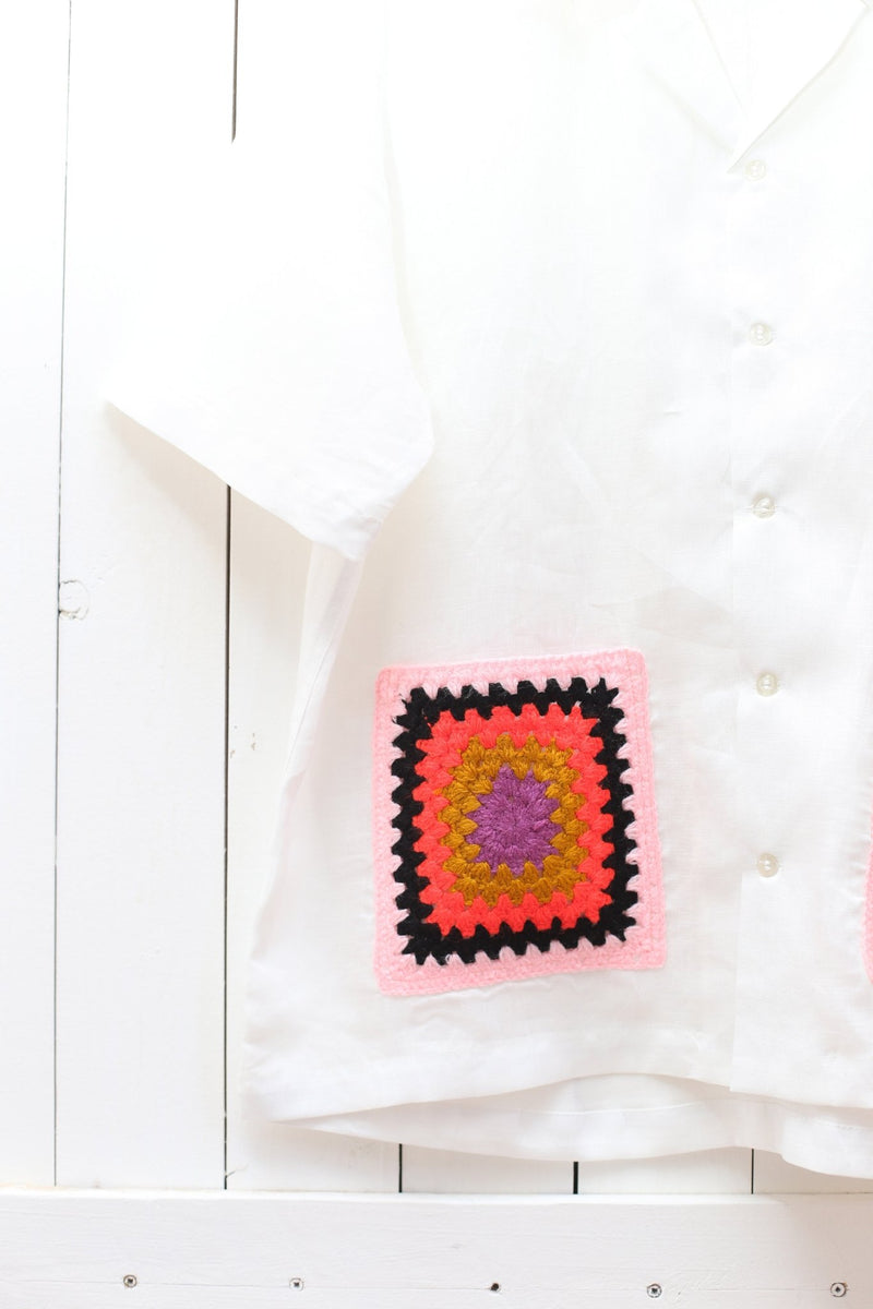 Linen Camp Shirt With Crochet Pockets #1 - RES IPSA