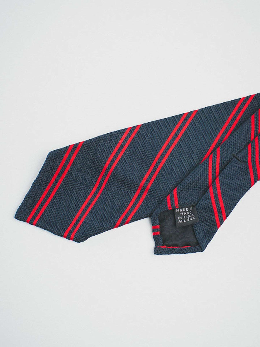 NAVY GRENADINE WITH RED DOUBLE STRIPES - RES IPSA